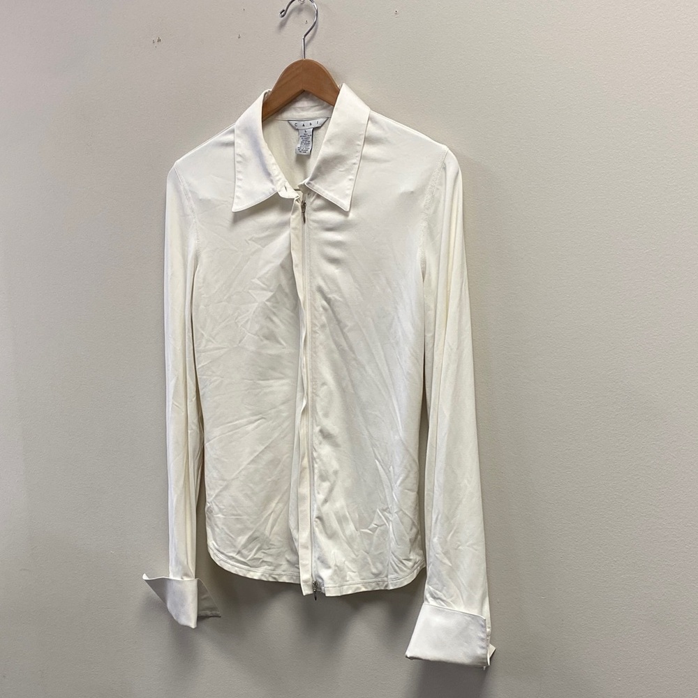 CAbi Cream Zip-Up Shirt Womens Large - Picture 8 of 9
